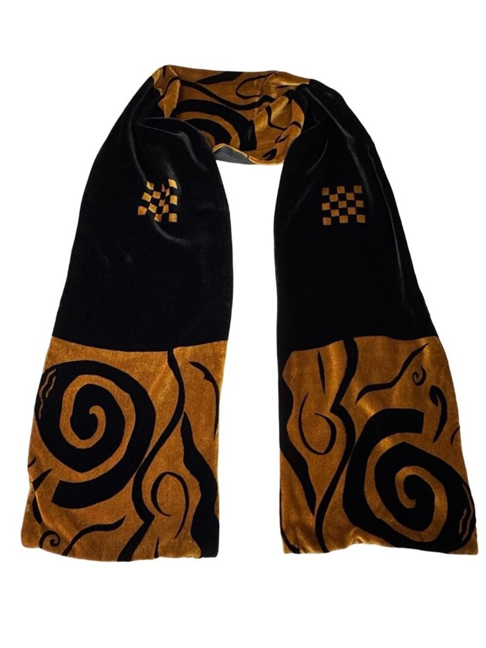 Vintage Silk Blend Velvet Scarf Art Nouveau Artsy Whimsigoth Boho